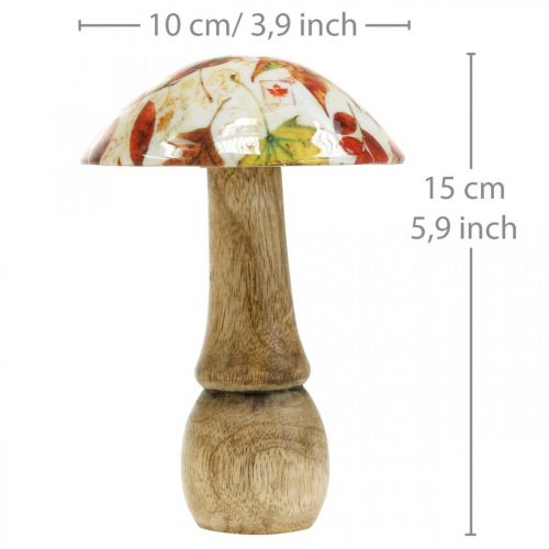 Produkt Drewniana dekoracja grzybowa jesienne liście biała, kolorowa dekoracja stołu grzybowego Ø10cm W15cm