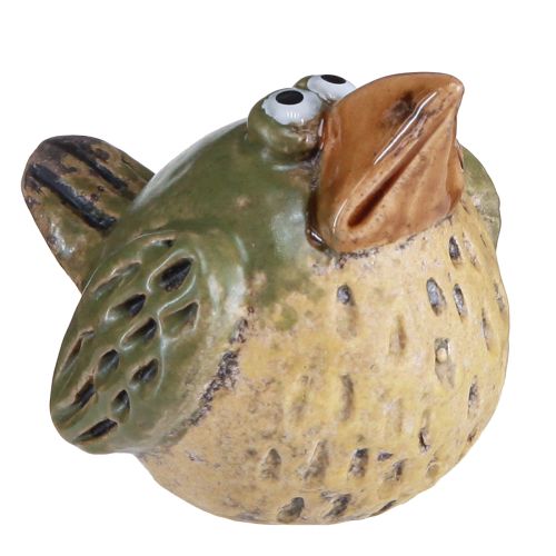 Zabawny ptak dekoracja ceramiczna wiosenna zieleń 9×7,5×6,5cm 3 szt