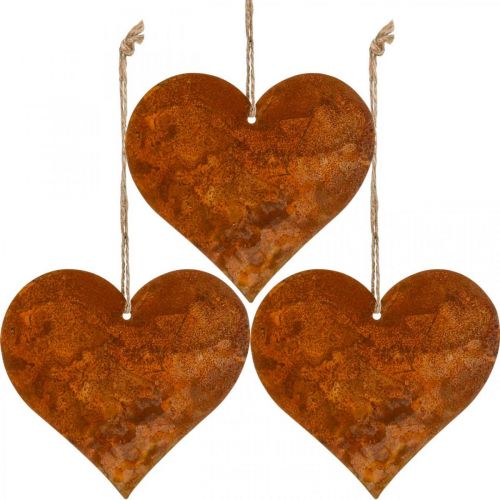 Serca do zawieszenia jesienna metalowa dekoracja patyna 9,5×10cm 12szt