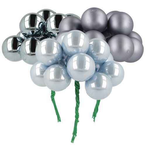 Produkt Miniaturowe szklane bombki choinkowe, lustrzane jagody, odcienie niebieskiego, 25 mm, 140 sztuk