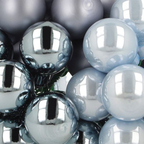 Produkt Miniaturowe szklane bombki choinkowe, lustrzane jagody, odcienie niebieskiego, 25 mm, 140 sztuk