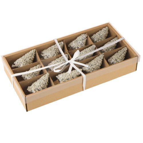 Produkt Mini choinka dekoracja stołu szampan biały wys. 8cm 12 szt.