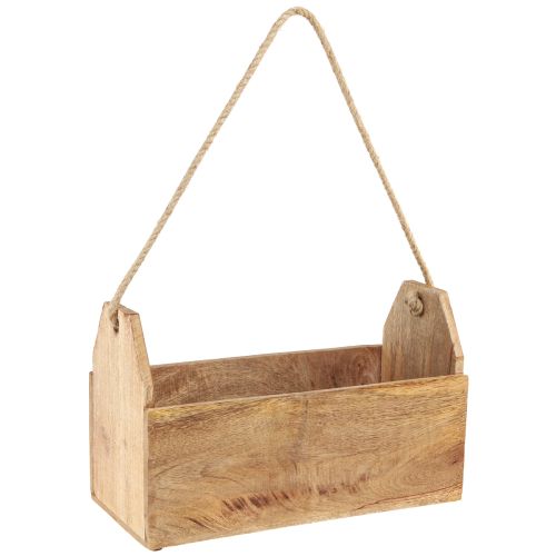 Skrzynka na rośliny z naturalnego drewna jutowego z uchwytem 35x16x21,5cm