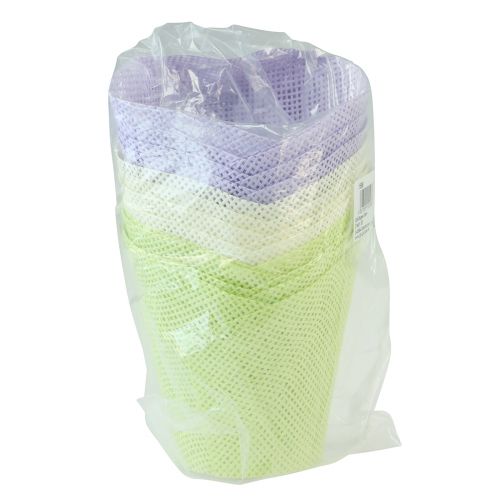 Produkt Tkany papier doniczkowy do doniczek zielony, żółty, fioletowy Ø7cm W13cm 12szt