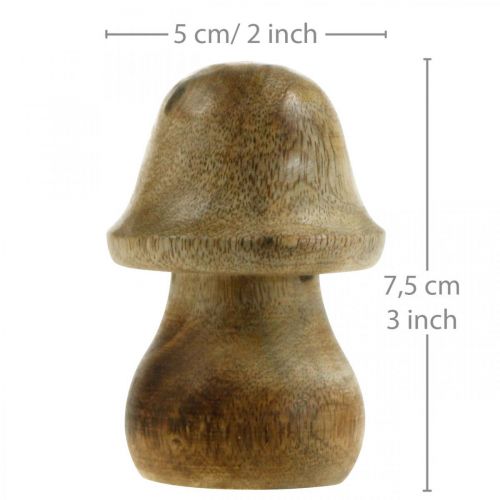 Floristik24 Grzybowe drewno mango naturalna drewniana dekoracja jesienna grzybowa Ø5cm H7,5cm 6 sztuk