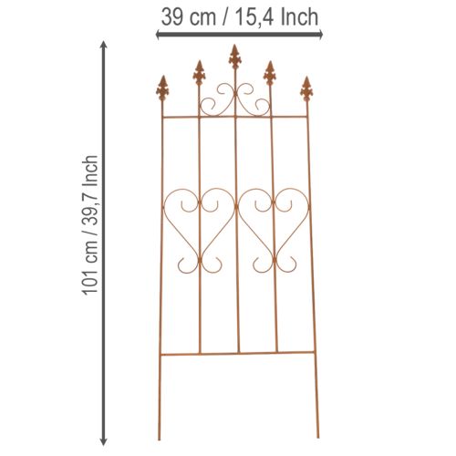 Produkt Kratka z motywem serca, pomoc do pnącza w stylu romantycznym na ścieżki ogrodowe lub tarasy, 101 cm