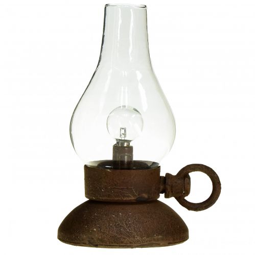 Floristik24 Lampa retro Lampa stołowa LED w stylu vintage, rdza, Ø10cm W18,5cm