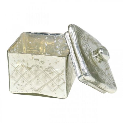 Floristik24 Szklany słój z pokrywką shabby szklana dekoracja szampański 14×14×14,5cm