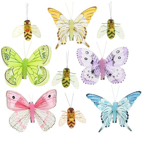 Motyl, pszczoła deco na klipsie 4cm - 8cm 9szt