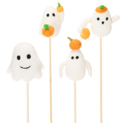 Produkt Figurki duchów na drewnianych patyczkach, dekoracja na Halloween, 54 cm, 8 sztuk