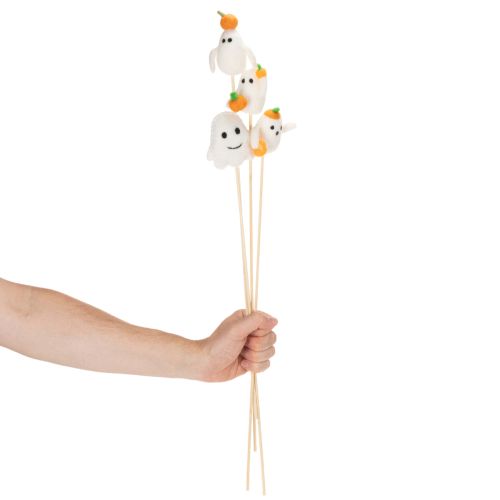 Produkt Figurki duchów na drewnianych patyczkach, dekoracja na Halloween, 54 cm, 8 sztuk
