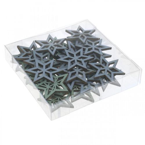 Produkt Deco Stars Wood Blue, Green Wood Stars Christmas 4cm Mix 36szt