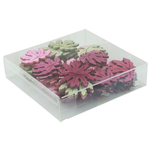 Produkt Dekoracja rozproszona drewno jesienne liście dekoracja stołu fioletowy różowy zielony 4cm 72szt