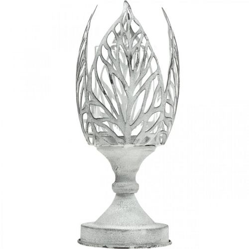 Produkt Latarnia metalowa biała, świecznik na tealighty kwiat Ø13cm W30cm