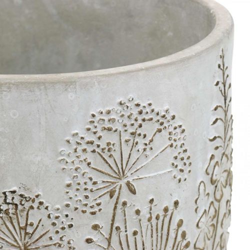 Produkt Wazon Betonowy Biały Kwiat Wazon z reliefowymi kwiatami vintage Ø18cm