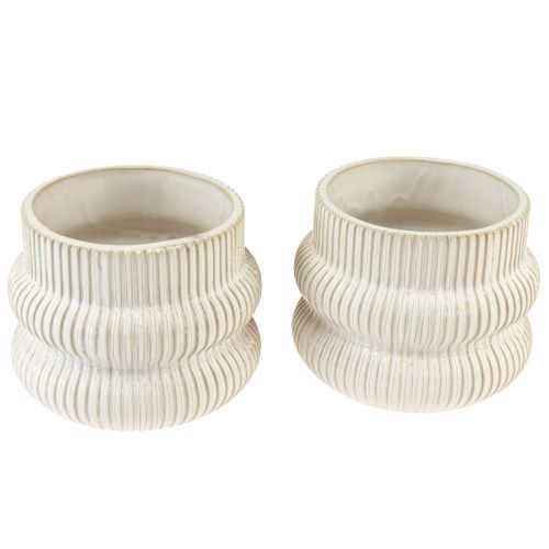 Produkt Doniczka ceramiczna z żłobkowanym wzorem Ø10cm W11cm 2szt