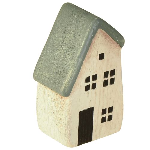 Produkt Domki drewniane wioskowe bożonarodzeniowe choinki zielone i białe 5-8 cm zestaw 6 szt