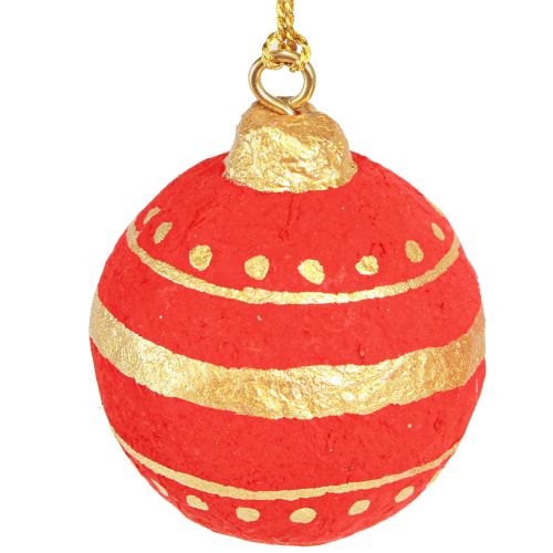 Produkt Bombki papierowe papier mache do zawieszenia czerwone Ø5,5cm 4 szt