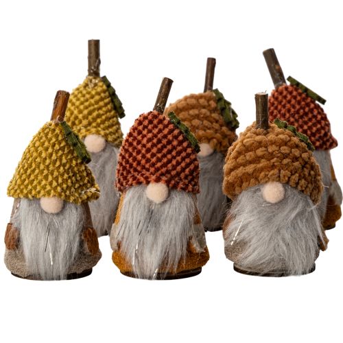 Produkt Zestaw figurek krasnala z czapką dzianinową i żołędziem, 10 cm, 6 sztuk