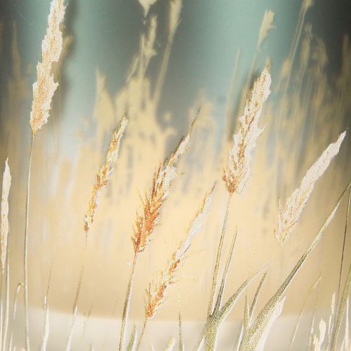 Produkt Dekoracyjna szklana lampa z motywem trawy, do stworzenia nastrojowego akcentu w pomieszczeniu, niebieska, 8 cm, 4 sztuki.