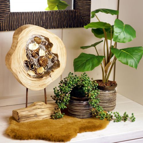 Rustykalny drewniany pierścień na stojaku - Naturalne słoje drewna, 54 cm - Wyjątkowa rzeźba dla stylowego wnętrza