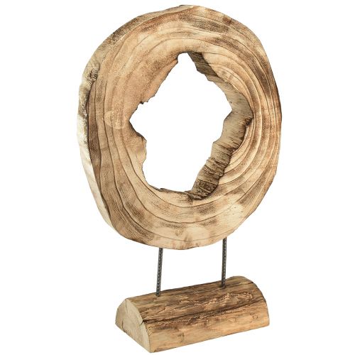 Rustykalny drewniany pierścień na stojaku - Naturalne słoje drewna, 54 cm - Wyjątkowa rzeźba dla stylowego wnętrza