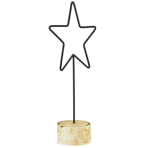 Produkt Dekoracyjne świeczniki w kształcie gwiazdek na drewnianej podstawie - zestaw 3 sztuk - czarny i naturalny, 40 cm - stylowa dekoracja stołu