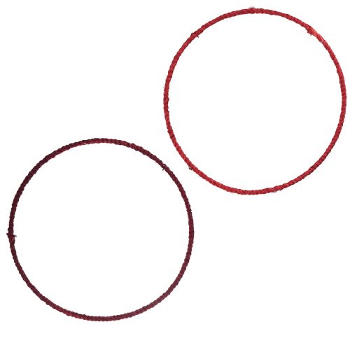 Ozdobny pierścień jutowy pętelka czerwony ciemnoczerwony Ø30cm 4szt