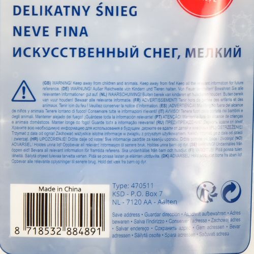 Produkt Dekoracyjny śnieg wykonany z PE sztucznego drobnego białego śniegu 75g