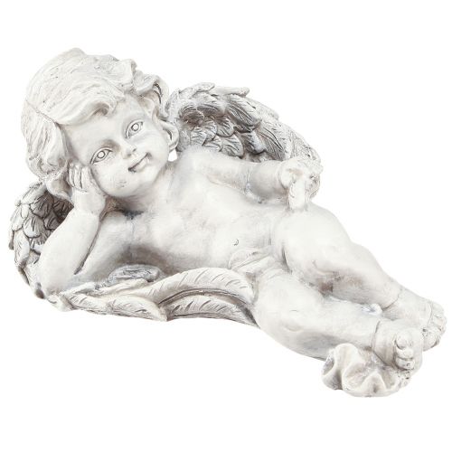 Anioł leżący figura dekoracyjna dekoracja grobu szara żywica poliestrowa 22cm