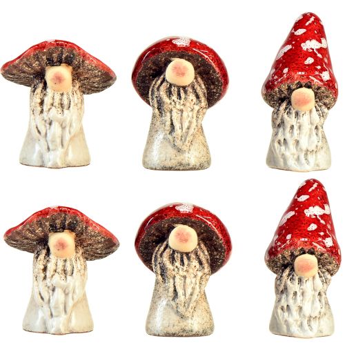 Produkt Figurki muchomora bajkowego krasnala – czerwone w białe kropki, 7,5 cm – magiczna dekoracja do ogrodu i domu – 6 sztuk