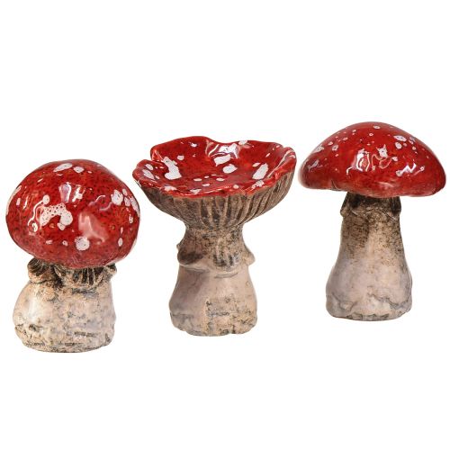 Urocze ceramiczne ozdoby muchomory w zestawie 3 sztuki - czerwone w białe kropki, 8,6 cm - idealna dekoracja ogrodu