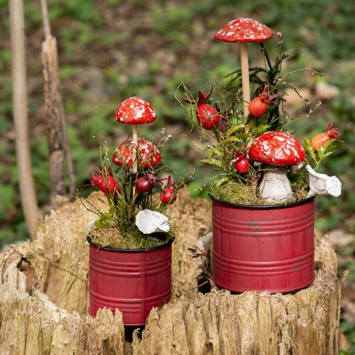 Muchomory na patyku czerwone 5,5cm zestaw 6 szt. - grzyby jesienne dekoracyjne do ogrodu i domu