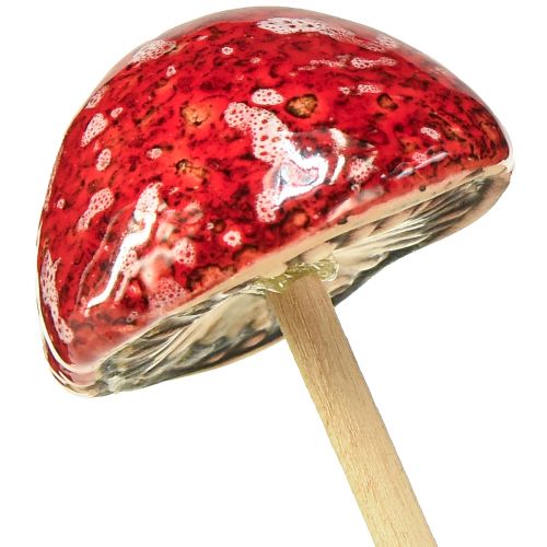 Produkt Muchomory na patyku, czerwone, 4cm, zestaw 6 szt. - dekoracyjne grzyby ogrodowe do jesiennej dekoracji