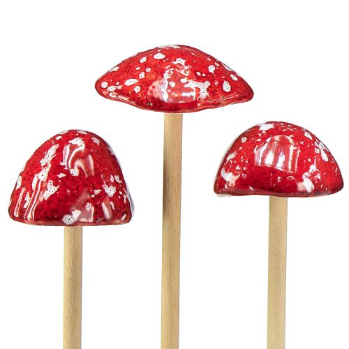 Produkt Muchomory na patyku czerwone 5,5cm zestaw 6 szt. - grzyby jesienne dekoracyjne do ogrodu i domu