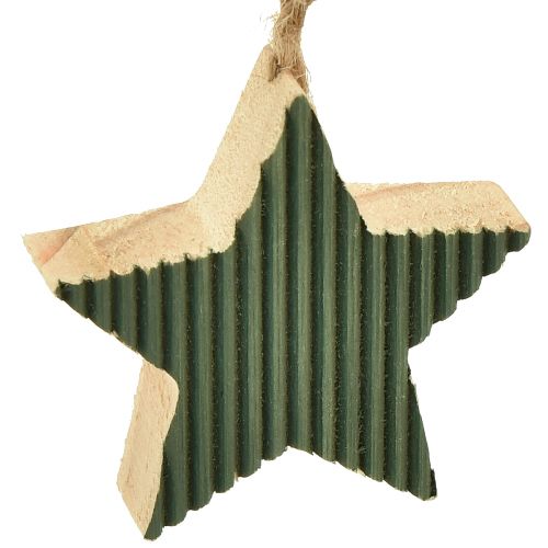 Produkt Zestaw drewnianych zawieszek choinkowych, gwiazda-serce, miętowo-zielono-biała, 4,5 cm, 9 sztuk - dekoracja świąteczna
