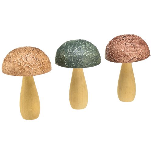 Grzyby drewniane grzyby dekoracyjne jesienna dekoracja drewno różne 11×7,5cm 3szt