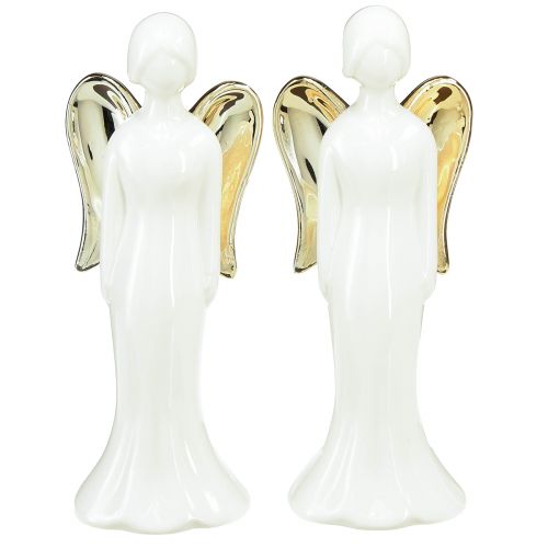 Figurki aniołów Ceramiczny anioł z białego złota 6cmx5cmx15cm 2szt