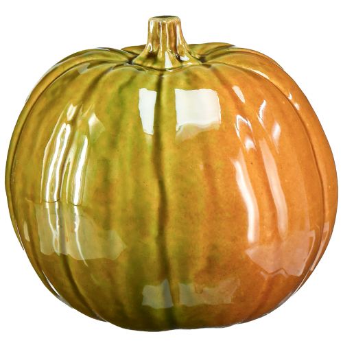 Dekoracyjna dynia ceramiczna w jasnej, zielonej tonacji - 17,5 cm - idealna na jesienną dekorację stołu
