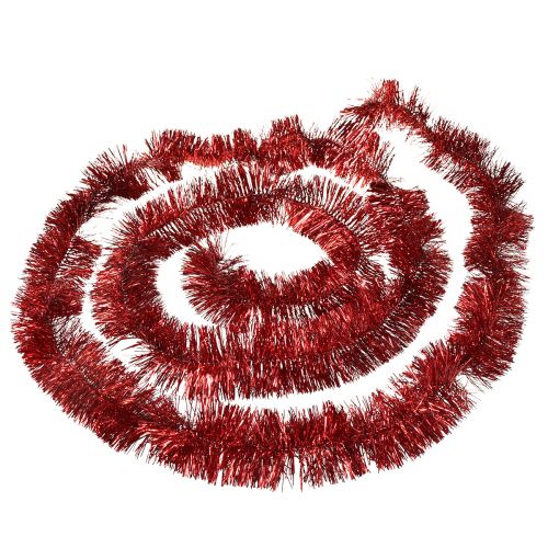 Produkt Świąteczna girlanda świecidełkowa czerwona 270cm - Błyszcząca i żywa, idealna do dekoracji bożonarodzeniowych i świątecznych