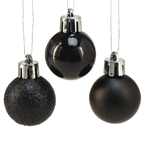 Floristik24 Mini Tree Balls Czarne, nietłukące tworzywo sztuczne Ø3cm 14szt