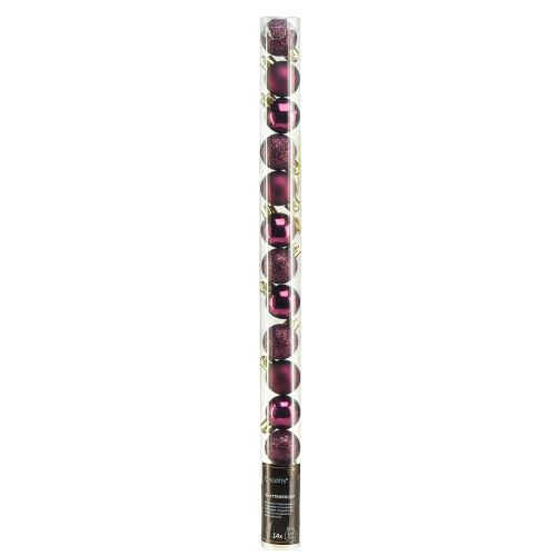 Produkt Mini bombki świąteczne fioletowe plastikowe Ø3cm W3,5cm 14szt