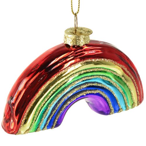 Szklana tęczowa ozdoba - świąteczna dekoracja choinkowa w błyszczących kolorach