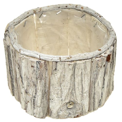 Produkt Skrzynka na rośliny drewniana okrągła kora naturalna biała 26/18cm zestaw 2 szt