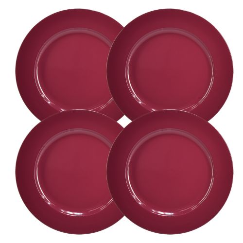 Wszechstronne, ciemnoczerwone plastikowe talerze 4 sztuki - 28 cm, idealne do dekoracji i użytku na zewnątrz
