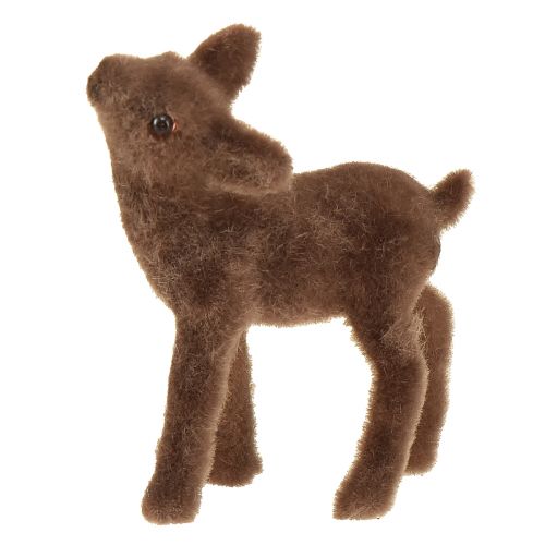 Produkt Dekoracyjne figurki jelenia Świąteczny brązowy jeleń flokowany z płowym w zestawie H9/5,5cm 4 sztuki