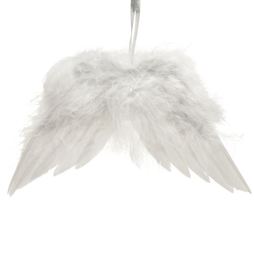 Romantyczne skrzydła anioła z białych piór – dekoracja świąteczna do zawieszenia 20×12cm 6 sztuk