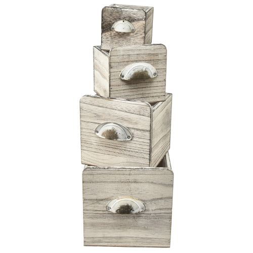 Drewniane pudełka z szufladami z uchwytami, 4 sztuki - stylowe i funkcjonalne rozwiązanie do przechowywania