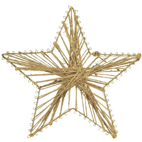 Gwiazdka owinięta w jutową dekorację świąteczną rustykalną 20cm 4 sztuki