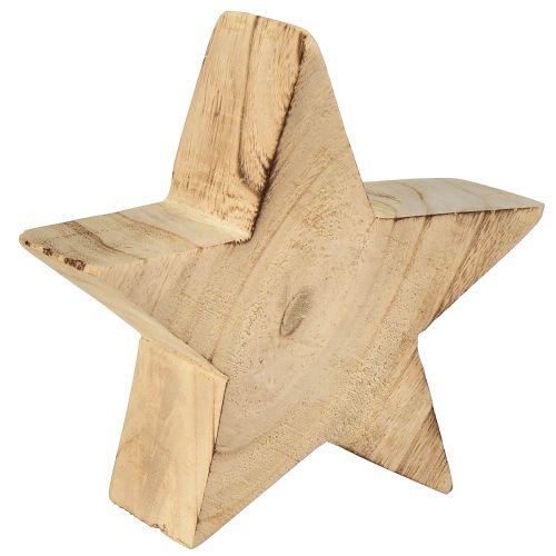 Rustykalna gwiazda dekoracyjna z drewna paulowni - naturalny wzór, Ø 15 cm, grubość 6 cm - wszechstronna dekoracja drewniana - 2 sztuki